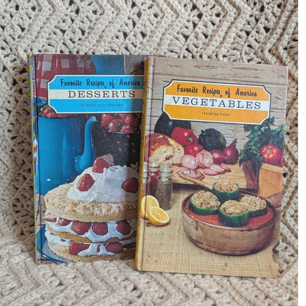 Vintage Favorite Recipes of America Cookbook Set Desserts & Vegetables Hardcover